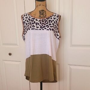 🐆Leopard Print Color Block Sleeveless Top